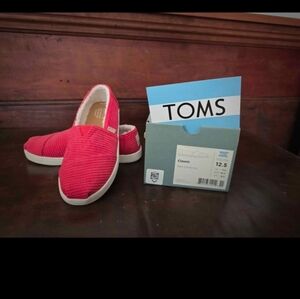 RARE!! TOMS Corduroy Fleece Lined Alpargata Kids Size 12.5